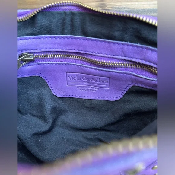 Viola Castellani Milano Studded Italian Leather ‘Star’ Patch Crossbody Handbag - Picture 13 of 14